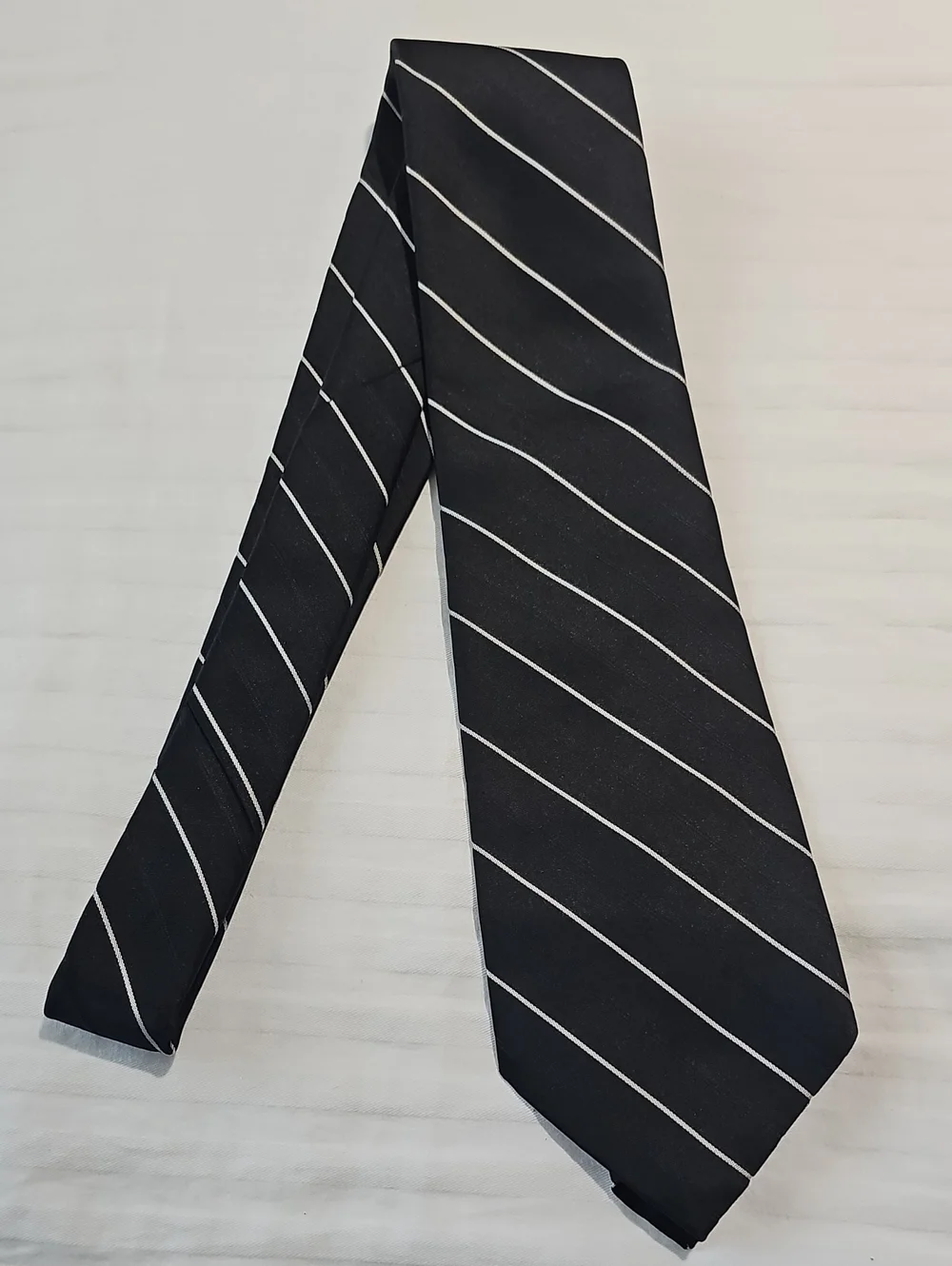 Wembley Black & White Striped Men's Neck Tie